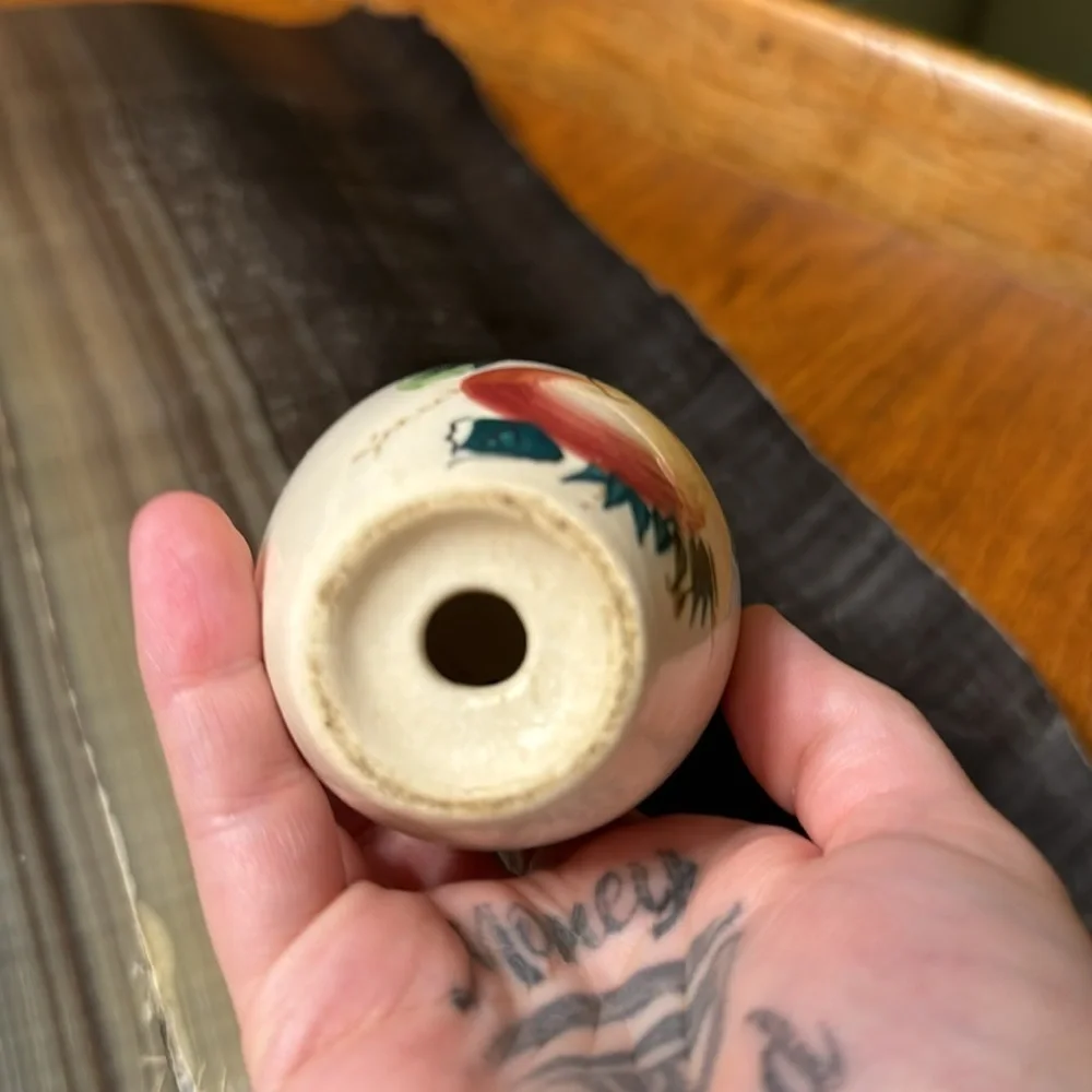 Antique Vintage Hand Painted Japanese Ceramic Peach Apple Salt Shaker